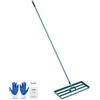 VEVOR Rastrello Livellatore per Prato 760x254 mm Livellatore Manico in Acciaio Piastra di Base da 1981 mm, Rastrello Livellatore per Prato in Lega di Alluminio per Prato Giardino Campo da Golf Erba