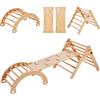 VEVOR Triangolo di Pikler, 5 in 1 Giochi da Arrampicata per Bambini Parco Giochi al Coperto, Set da Arrampicata Montessori con Triangolo, Rampa e Arco, Palestra da Arrampicata Colore Legno