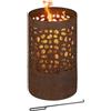 Relaxdays Braciere da Esterno, Parascintille, Attizzatoio e Griglia, da Giardino, HxD: 60x37 cm, Acciaio Corten, Marrone, 1 pz