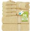 Utopia Towels Set di asciugamani di alta qualità, 8 pezzi, 2 asciugamani da bagno, 2 asciugamani per le mani e 4 panni da bagno, 600 g/m², 100% cotone filato ad anello, altamente assorbenti, per