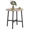 HOMCOM Tavolo da Pranzo Rotondo e Industriale per 2 Persone, in Legno e Acciaio, Ø80x75 cm, Nero e color Legno | Aosom Italy