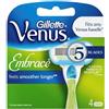 Gillette Venus Lame extra Smooth da donna, 4 lame di ricambio per rasoio da donna con 5 lame