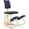 Varier Variable Plus Sedia Ergonomica con Schienale Imbottito Legno Naturale, 100% Tessuto in Poliestere Riciclato, Blu