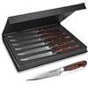 Navaris Set Coltelli Carne Bistecca Acciaio Inox - 6x Coltello Pizza con Lama Seghettata Antiruggine - Presa Ergonomica in Legno Pakka - Scatola incl.