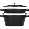 Staub Cocotte set 2 pezzi impilabili in Ghisa 24 cm Nero