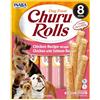 INABA Churu Rolls Snack per Cani, Bastoncini di Pollo con Cuore di Salmone - 1 Pack (8 Stick x 12gr) - Premietti per Cane Morbidi e Deliziosi - Cibo per Cani Senza Conservanti o Coloranti Artificiali