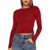 Geagodelia Maglietta a maniche lunghe da donna, elegante, a maniche lunghe, Y2k Fashion Esthetic Clothes, B - rosso., S