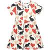 Reiacy Vestito estivo da bambina, a maniche corte, con cuori rossi, vestito casual da spiaggia per 2-8 anni, Multicolore, 7-8 Anni