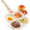 Jokapy Padella per al fritto, pancake, con 4 padelle, con rivestimento antiaderente, padella per uovo, padella per omelette, padella per colazione a induzione, a gas (bianco)