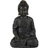Relaxdays Statua del Buddha Seduto, 30cm da Giardino e Soggiorno, in Poliresina, Impermeabile Anti-Gelo Grigio Scuro