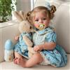 BABESIDE Bambole Realistiche per Neonati Vere Bambola Bambine Rinato da 20 pollici Corpo in Tessuto Morbido con Lunghi Capelli Biondi Con Vestiti e Accessori per Bambini dai 3 anni in su,Blu