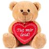 Brubaker Orsetto con Cuore Rosso - Tut mir leid! (Tedesco per Mi dispiace!) - 25 cm Orsacchiotto di Peluche - Regalo per le Scuse - Giocattolo di Peluche - Morbido di Peluche - Marrone Chiaro