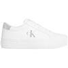 Calvin Klein Donna Sneakers Vulcanizzate Silver Logo Tag con Logo, Bianco (Bright White/Silver), 39