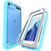 LUNOVATE Cover per iPod Touch 5/6/7, con 2 Pezzi Pellicola Prottetiva, PC Indietro + TPU Paraurti Antiurto Transparente Custodia per iPod Touch 5/6/7 - Blu