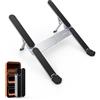 SODI Supporto PC Portatile, Porta Pc Portatile Pieghevole in Alluminio, 6 Livelli Regolabili, Tascabile, Robusto, Compatibile con MacBook Pro, Air, HP, Sony, Dell, Altri 10-16,Argento