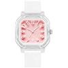 Alienwork Kids Orologio Bambini Ragazze Trasparente Bracciale in Silicone Bianco Pink bambini Sport