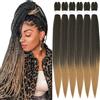 Xusuperb Pre-Stretched Ombre Blonde Braiding Hair 26 Pollici Easy Braids Extension Black Honey Biondo, 6 Confezioni Trecce Soft Yaki T1B/27#