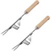 Ayizhiniu 2pcs Sarchiatore Manuale, Sarchiatore per Erbacce Acciaio Inox, Estirpatore Erbacce con Manico Legno, Sarchiatore Garden, Applica Aiutare Agricoltori Rimuovere Erbacce Loro Camp