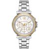 Michael Kors Orologio Maren da donna, Movimento cronografo al quarzo con cinturino in acciaio inossidabile o in pelle, 40 mm, Set di toni argento