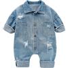 ACURYX Pagliaccetti Denim da Neonato Bambino col Desegno Strappato Tutine Jeans con Risvolto Bimbo a Manica Lunga 66