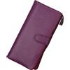 AprinCtempsD Portafoglio in Vera Pelle Porta carte di credito Lungo Portamonete Elegante Pochette Grande Capacità Cerniera per Donna (Viola)