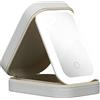 KMQRDZi Portagioie di grande capacità, con luce a LED e specchio, borsa per cosmetici portatile, borsa per il trucco, impermeabile (beige)