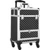 Yaheetech Trolley Valigia Make Up da Trucco Professionale Porta Trucchi Beauty Case 4 Vassoi da Viaggio per Estetista Parrucchiere Nera 34 x 24 x 55 cm