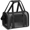 TOFFCAEA Trasportino per Cani e Gatti, Gabbietta Morbida per Animali Domestici, Tappetino Lavabile Rimovibile, con Tracolla, Borsa Ripiegabile Viaggio Sull' Aereo (Grigio scuro, L 43 x B 28 x H 28 cm)