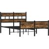 vidaXL Giroletto Senza Materasso Rovere Fumo 120x190 cm in Truciolato, giroletto in Metallo, Struttura Letto, Rete Letto, Telaio Letto, Base Letto