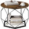 WOLTU Tavolino da Salotto Rotondo, Tavolino da Caffè con Struttura in Metallo per Soggiorno, Balcone, Divano e Letto, Marrone Rustico+Nero, BTS27vbn