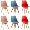 EGGREE Set di 6 Sedie Sala da Pranzo con Gambe in Faggio Massiccio, Sedie Cucina Ufficio Imbottita in Pelle PU Moderne Design, 2 Rosa Fumé + 2 Morandi Azzurro + 2 Rosso
