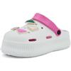JOMIX Zoccoli Donna Estivi Platform Sabot Gomma EVA Leggera Ciabatte da Mare Pantofole da Casa Piscina Giardino Sandali Bassi Comodi WEG250500 Fuxia Bianco 37