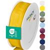 Halbach Seidenbänder Nastro regalo di alta qualità con bordo in filo metallico, larghezza 25 mm, lunghezza 25 m, certificato Öko-Tex 100, prodotto in Germania, colore: giallo