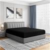 Cathay Home Cathay Luxury Silky Poliestere Morbido Lenzuolo Singolo, Black, Completo