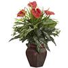 Nearly Natural NearlyNatural 6678 - Pianta decorativa in seta, colore: Verde e Anthurium