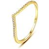 Bellitia Jewelry Anelli Impilabili Donna Ragazze V Banda Anello a Fascia Semplice Knuckle Ring Diamante Simulato Zirconi Anelli Minimalisti Fidanzamento in Argento 925 Placcato Oro 18k