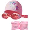 SYTTNUM 4 Pezzi Unicorno Cuffia Da Nuoto Bambini Set Braccioli Gonfiabili,Cuffia In Silicone Per Bambini Cartoon,Rosa Cuffia Da Nuoto In Silicone Impermeabile Per Bambini
