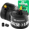 MOOVMOOV Camera d'Aria 26 Pollici - Compatibile con Pneumatici 26x2.50, 26x2.60, 26x2.75, 26x2.80, 26x3.0 (ETRTO da 60-559 a 76-559) - Valvola Schrader - Confezione da 2 - Per Bici MTB, E-Bike e Altro