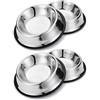 Nobleza 4 Pack Ciotole per Cani in Acciaio Inox， Lotole per Cani con Base in Gomma Antiscivolo， Ciotola per Acqua e Cibo per Cani， Ciotola per Animali Domestici Taglia Media/Grande 25.5 CM