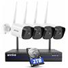 ANNKE 4K Kit Videosorveglianza WiFi Esterno dual-band 2,4/5 GHz, 4K NVR 16CH 2TB e 4x 8MP Telecamera Wi-Fi Esterno, Rilevamento Smart, Audio Bidirezionale, Visione Notturna a 30m, Registrazione 24/7