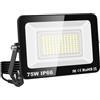 RIGIDON Faretto LED da Esterno con Spina, 1x 75W 7500LM Fari di Sicurezza, Proiettore Led, Faretti lampada Per Giardino Cortile Garage Parete Officina Patio, IP66 Impermeabile 6000K Bianco Freddo