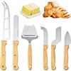 BAIFULAI Set di Coltelli da Formaggio: 6 Pezzi Mini Coltelli da Formaggio con Manico in Legno in Acciaio Inossidabile, Ergonomici e Compatti, per Torte, Dessert e Insalate (Colore: Marrone)