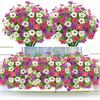 YSUVIN 6 Mazzi Di Fiori Artificiali Viola Bianco Rosa, Fiori Finti In Plastica, Decorazioni Con Piante Artificiali, Adatti Per Interni, Esterni, Balconi E Giardini