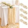 Bymivofun 2 pezzi Tovaglia Runner in Mussola a Forma di Panno, Tovaglia in Mussola Stile Boho, 90 x 300 cm, Semi-Trasparente, Matrimonio a Forma di Arco Sognato, Festa Della Sposa, Compleanno - Bianco