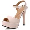 MJIASIAWA Donna Peep Toe Tacco A Spillo Serata Vestito Sandali Sposa Vestito Bride Tacco Alto Con Cinturino Alla Caviglia Festa Scarpe Rosa Numero 32 Eu