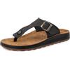 Fly Flot Alvito, Ciabatte Infradito Uomo in Ecopelle, con Fibbia Regolabile, Sottopiede in Pelle, Nero, 44 EU