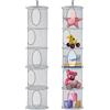 UESDU 2 Pezzi Porta Borse da Armadio, Organizer Armadio a 5 livelli Porta Peluche da Appendere pieghevole a rete, per animali di peluche (grigio)