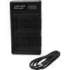 vhbw 2x caricatore duale compatibile con Canon Legria HF R506, HF R56, HF R66, HF R606, HF R48 camera camcorder - Stazione di carica con display
