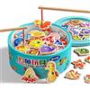 Moxiewell Magnetico Giocattoli da Pesca, 30 Pezzi Giochi Bambini Puzzle Magnetico Legno e 2 Pezzi di Canne da Pesca, Giochi in Legno Pesca, Giochi Montessori, Educativo Giocattoli, per 2 3 4 5 Anni