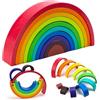 KOUHA Arcobaleno Legno Blocchi Arcobaleno di Legno Arcobaleno Giocattolo 10 Colori Diversi Geometria Giocattoli Geometria Costruzioni Puzzle Giochi Educativo